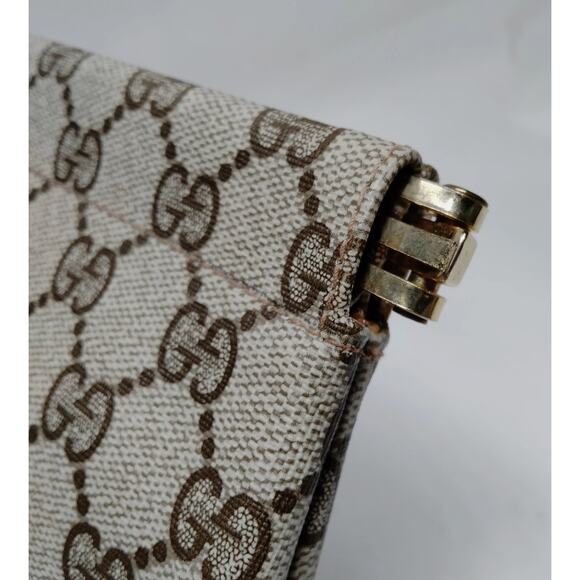 Vintage Gucci Clutch Bag Brown PVC - Picture 3 of 10